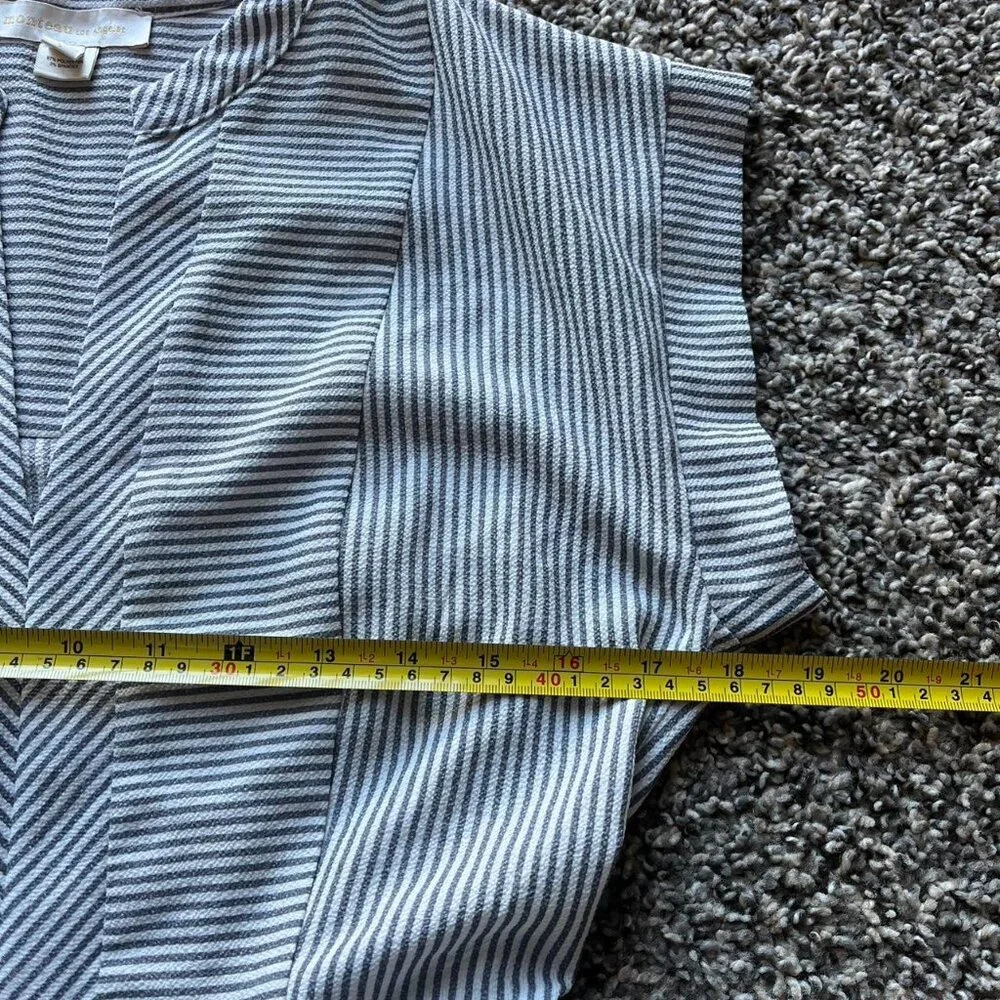 Monteau LA Blouse White Blue Women L Striped Summer Babydoll Feminine Going Out - Picture 4 of 7